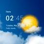 Прозрачные часы и погода логотип
